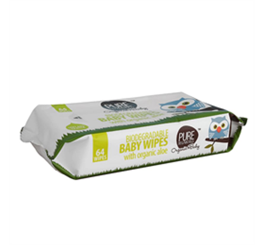 Pure Beginnings Bionedbrydelige Baby vådservietter Aloe Vera Ø 64 stk.