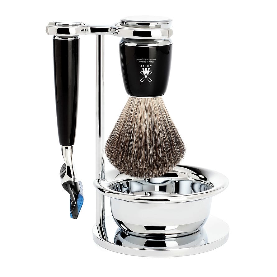 Mühle Shaving Barbersæt med fire dele, Rytmo, Sort resin