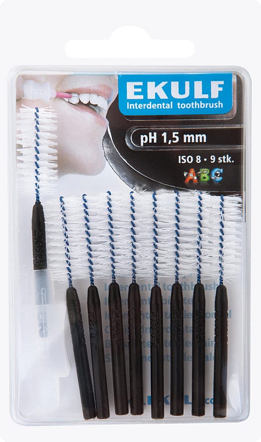 Ekulf Mellemrumsbørste Svart 1,5 9 stk