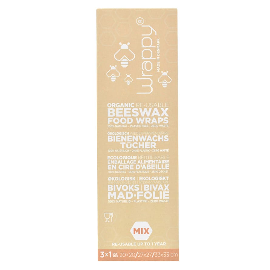 Wrappy Økologisk Genanvendeligt Bivoks Madindpakning Small/Medium/Large /3 stk.