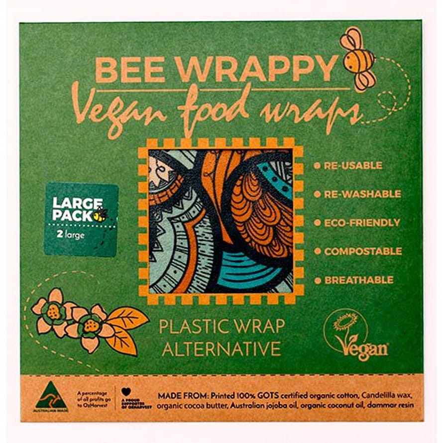 Bee Happy Vegan Food Wraps 2-pak Large