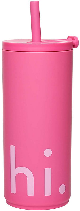 Design Letters To Go Kop Med Sugerør Cherry Pink 500 ml
