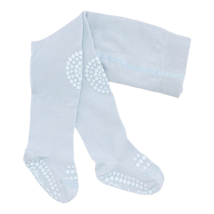 GoBabyGo Kravle Strømperbukser i Tyk Bomuld Sky Blue 12-18 mdr