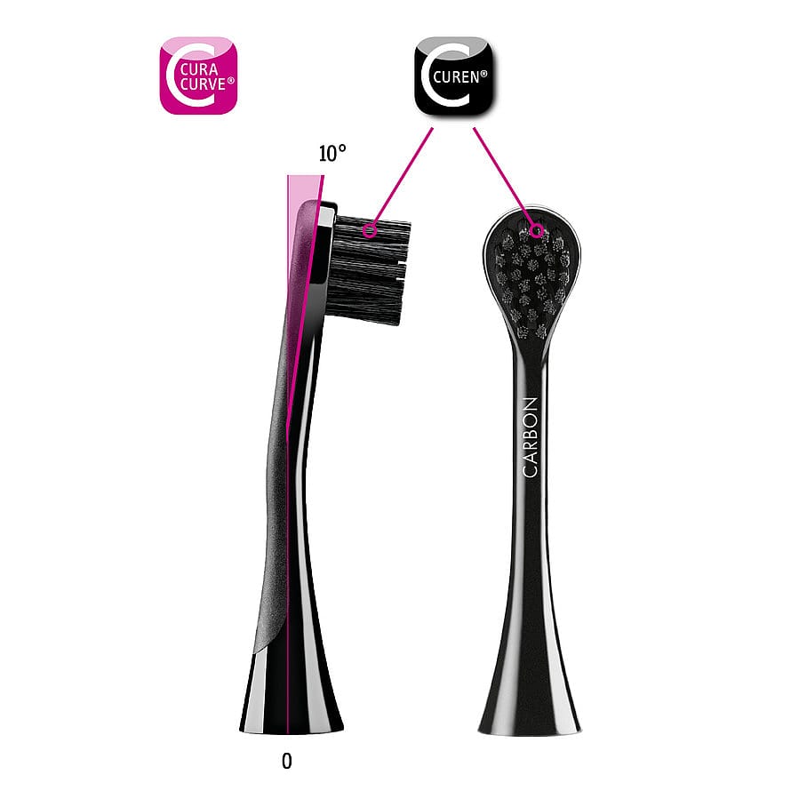 Curaprox Black Is White Hydrosonic Børstehoveder Med Aktivt Kul 2 Pak