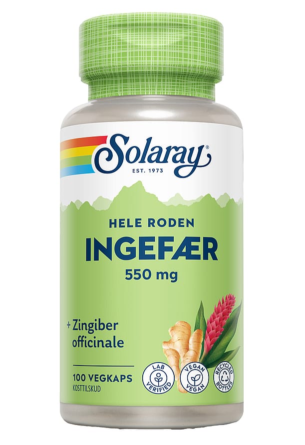 Solaray Ingefær 550 mg 100 kaps.