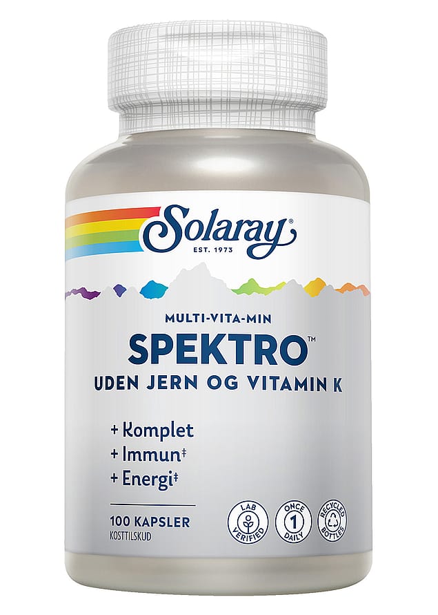 Solaray Spektro Multi-Vita-Min uden jern og K-vitamin 100 kaps.