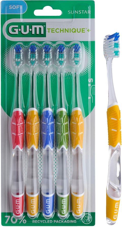 GUM Tandbørste Technique+ Soft 5-pk