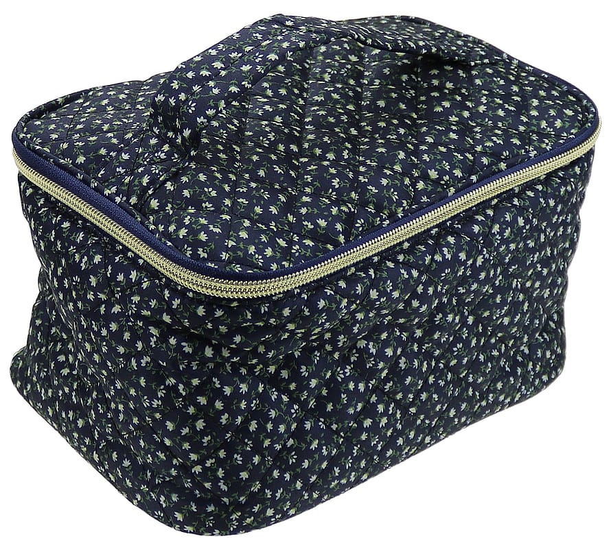 Senze Toilettaske med Blomsterprint Navy Firkantet