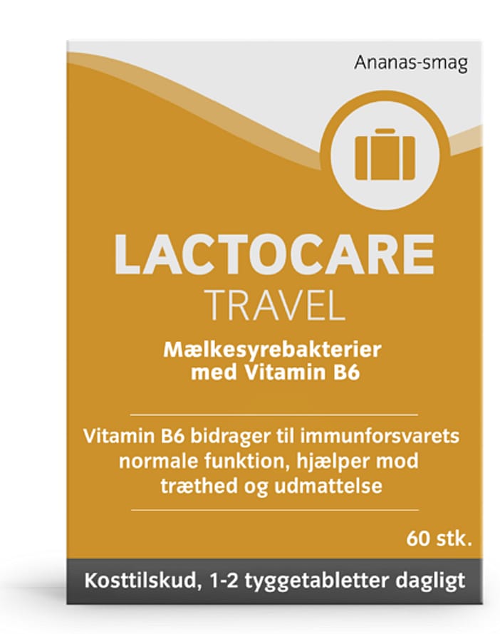 Lactocare Travel Mælkesyrebakterier til rejsen 60 Tyggetabletter
