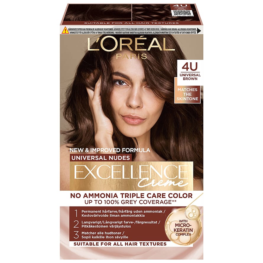 L'Oréal Paris Excellence Universal Nudes Permanent Hårfarve 4U Universal Brown
