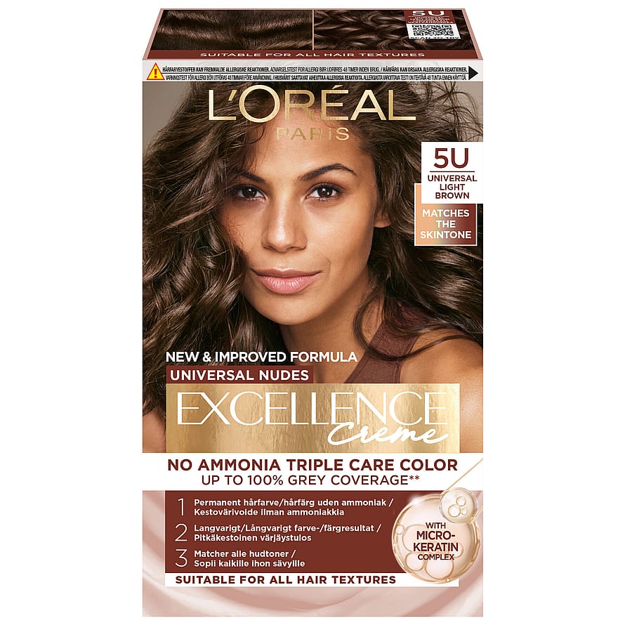 L'Oréal Paris Excellence Universal Nudes Permanent Hårfarve 5U Universal Light Brown