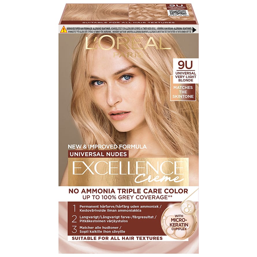 L'Oréal Paris Excellence Universal Nudes Permanent Hårfarve 9U Universal Very Light Blonde