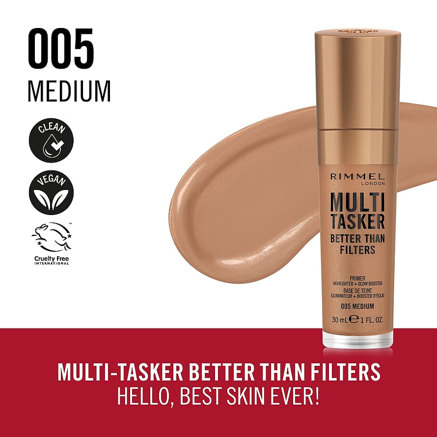 Rimmel Multi-Tasker Better Than Filters Face Primer, Glow Booster and Highlighter 005 Medium