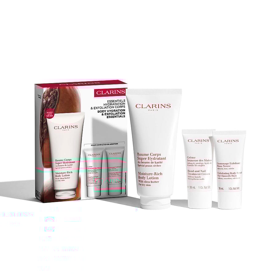 Clarins Value Pack Moist rich bod lot 200ml, H&N cr 30ml, EXFO body scrub 30ml