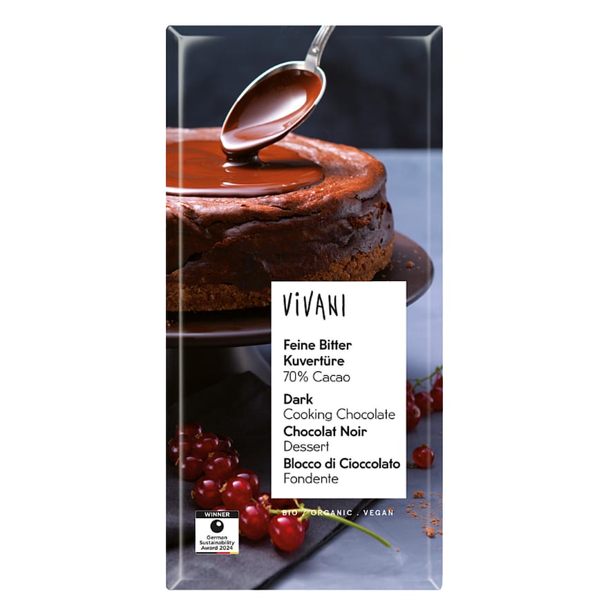 Vivani Overtrækschokolade Mørk Ø 150 g