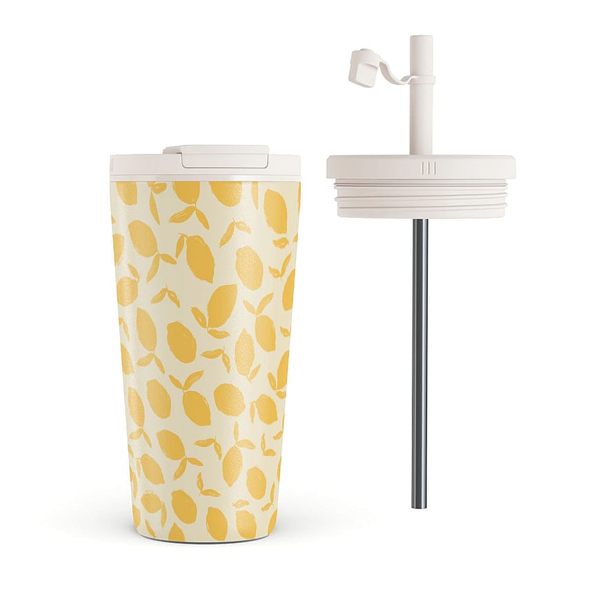 BURGA Termokop med Låg / Sugerør sæt Lemon Tart 500 ml