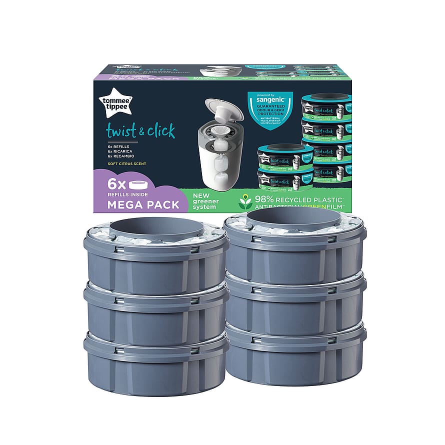 Tommee Tippee Sangenic Twist & Click Blee Poser 6 stk.