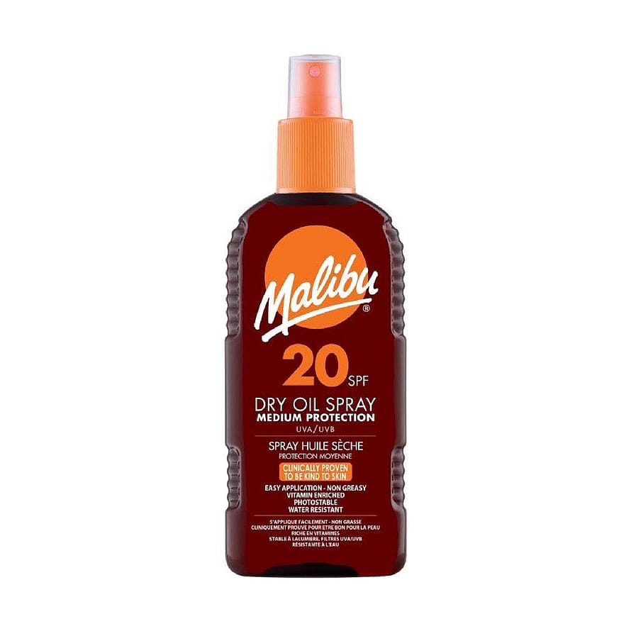 Malibu SPF 20 Non-Greasy Dry Oil Spray for Tanning, High Protection, Water Resista 200 ml