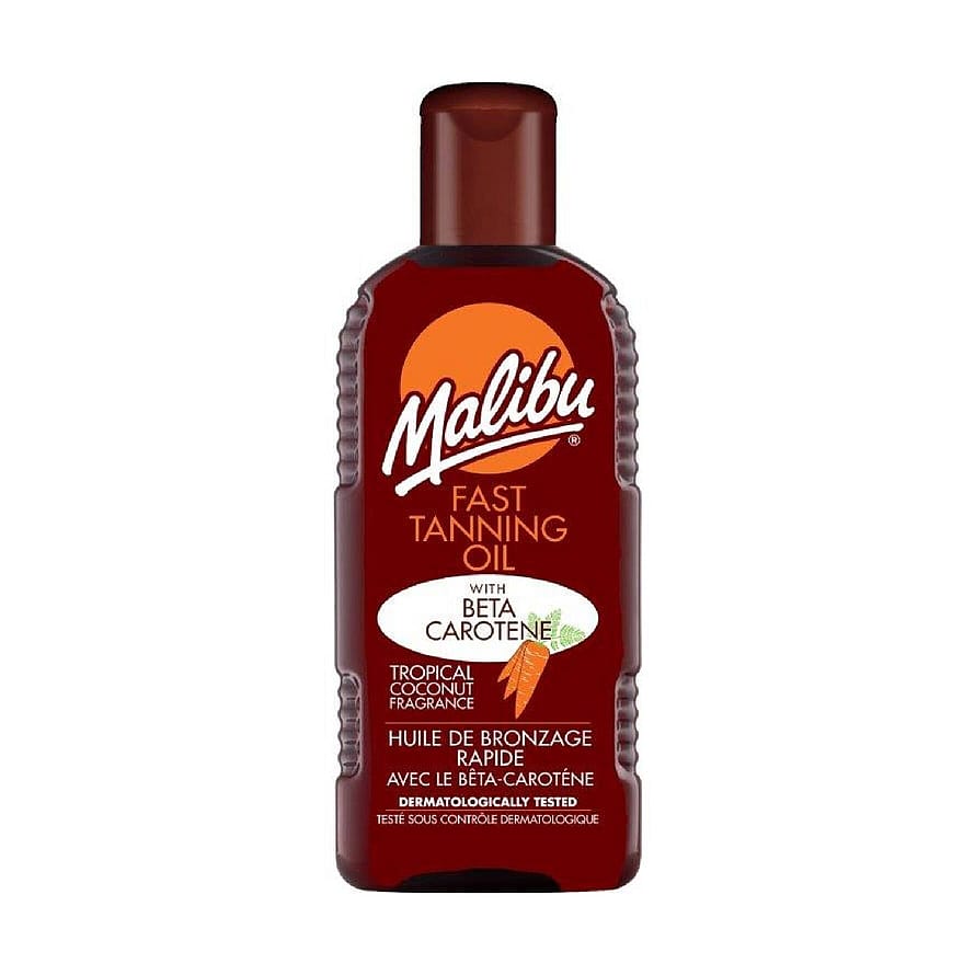 Malibu Bronzing Fast Tanning Oil with Beta Carotene, Water Resistant, Tropical Coc 200 ml