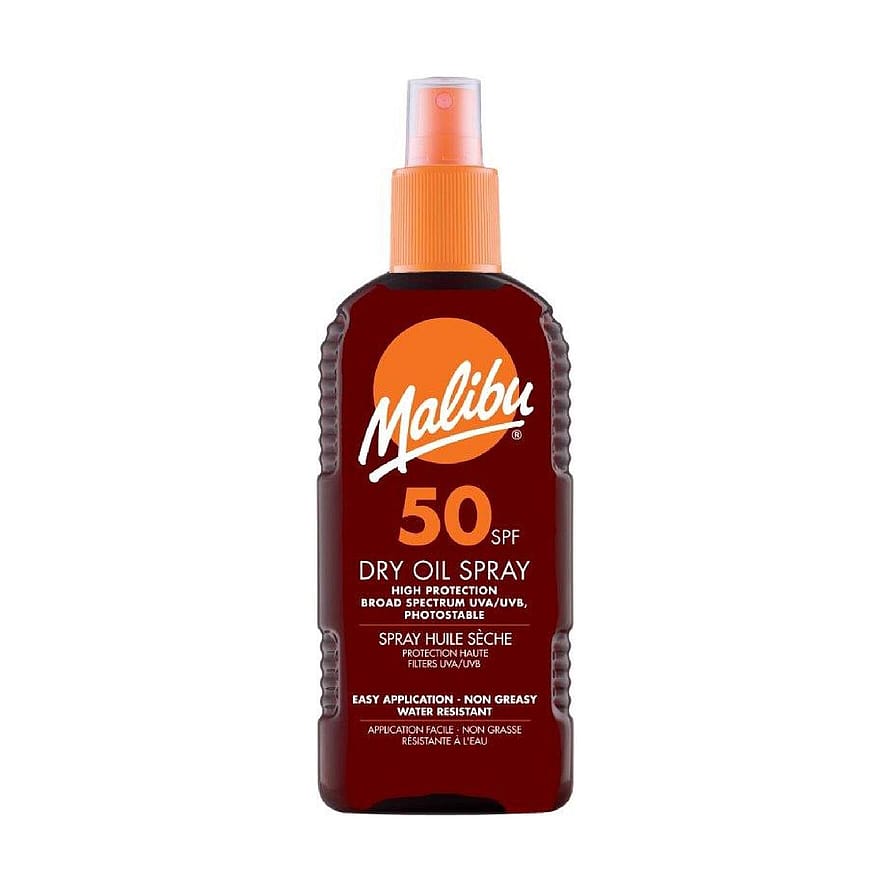 Malibu SPF 50 Non-Greasy Dry Oil Spray for Tanning, High Protection, Water Resista 200 ml