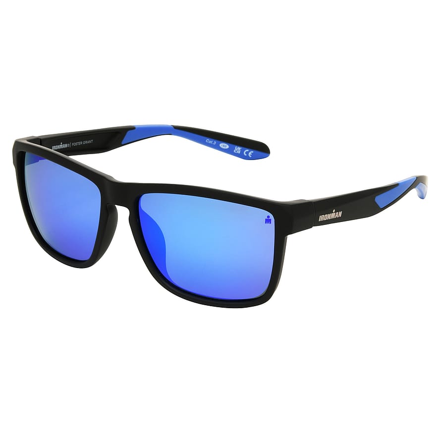 IRONMAN by Foster Grant Sunglasses Squared Black With Blue Mirror Lens