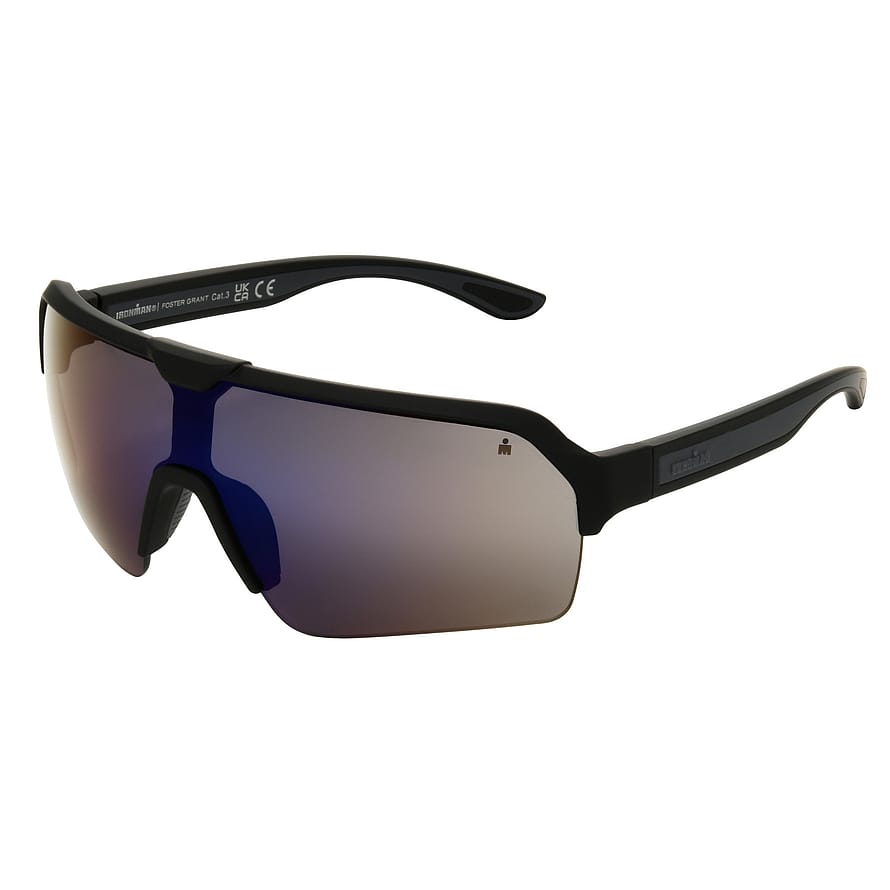 IRONMAN by Foster Grant Sunglasses Squared Black Shield With Mirror Lens