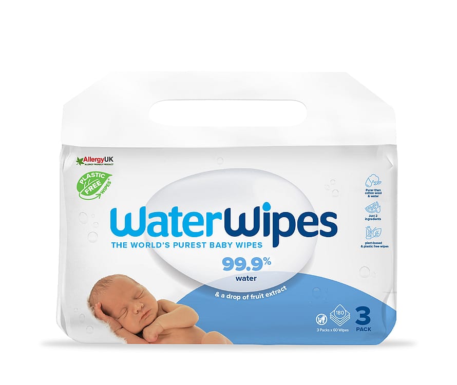 WaterWipes Plastic Free Baby Wipes 3 x 60 stk