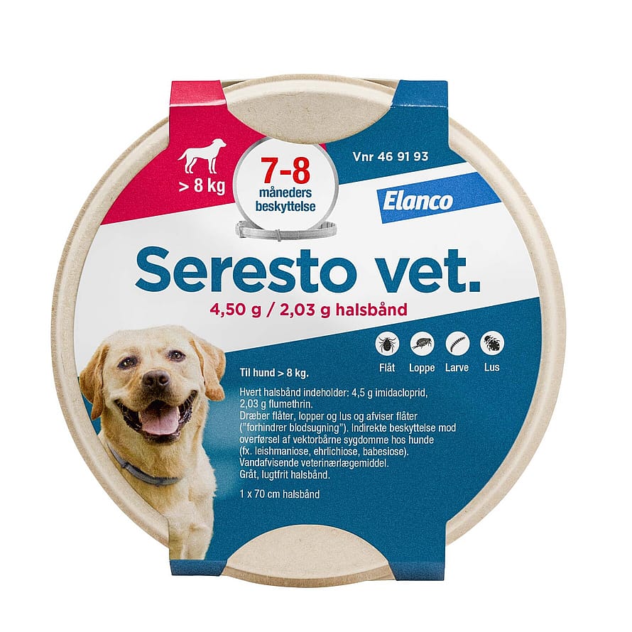 Seresto Vet Halsbånd til Hund og Kat Over 8 kg.