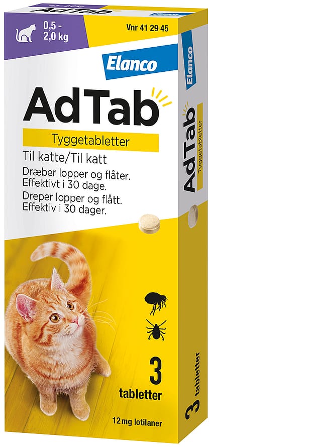 AdTab til Katte 3-Pak 0.5-2.0 kg 12 mg
