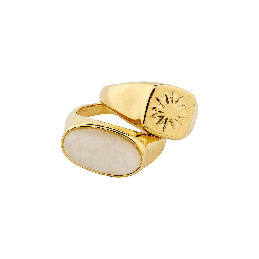 Pilgrim Prism Rings 2-In-1 Set, Gold-Plated 2 pcs