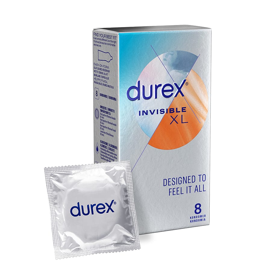 Durex Kondomer Invisible XL 8 Invisible III XXL Fit 8 stk