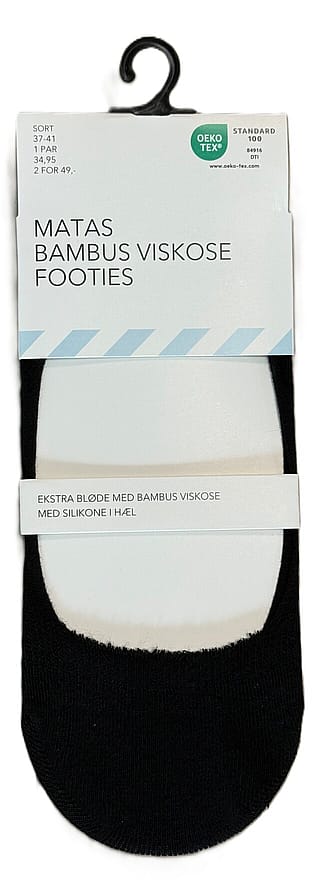 Matas Striber Bambus Viskose Footies Sort 37-41