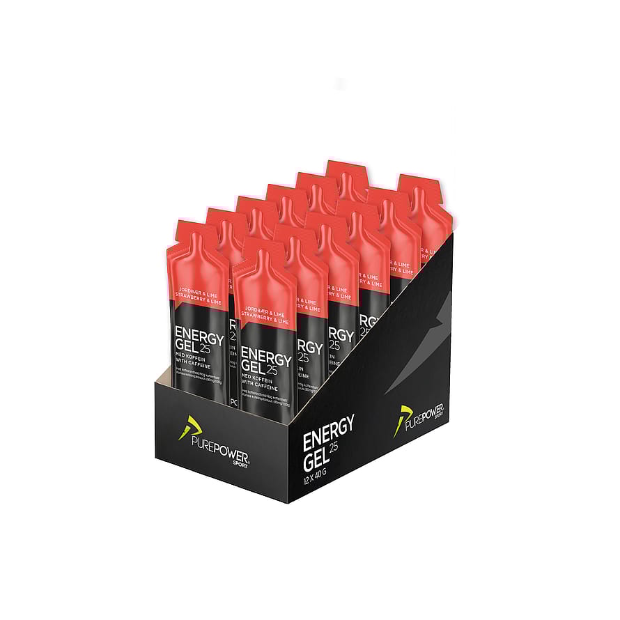 PurePower Energy Gel Jordbær/lime Koffein 12x40g
