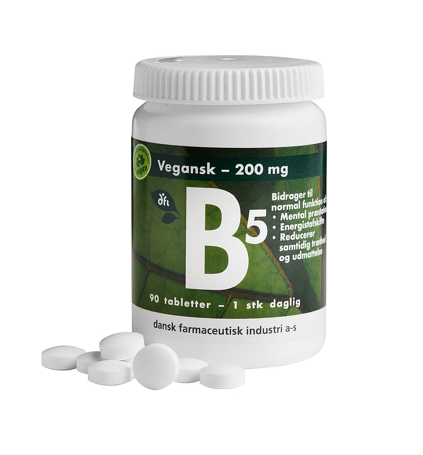 Grønne vitaminer Vegansk B5 200mg 90 tabletter
