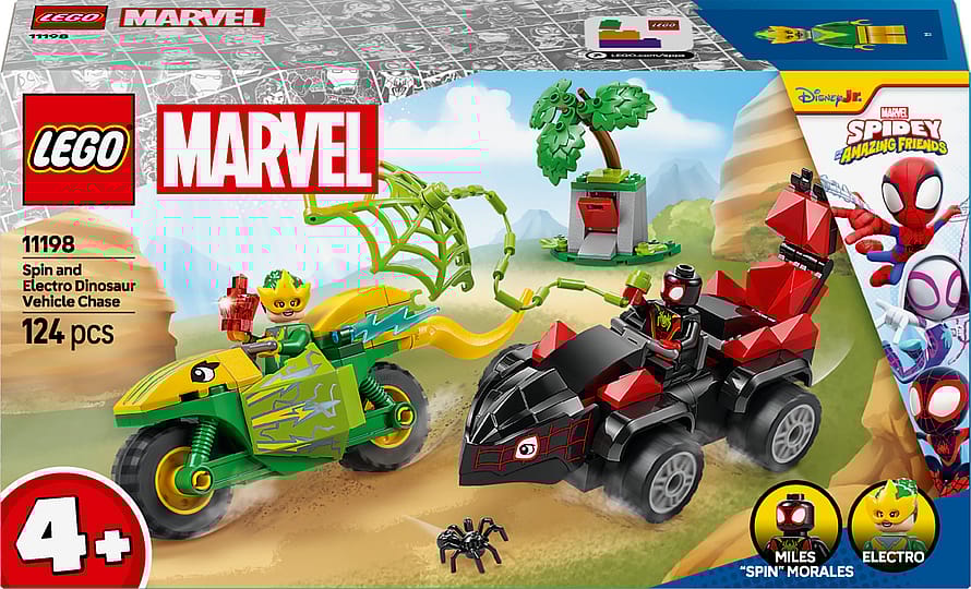 Lego Marvel Spidey og Hans Fantastiske Venner Spin og Electros Jagt I Dinosaurkøretøjer 11198