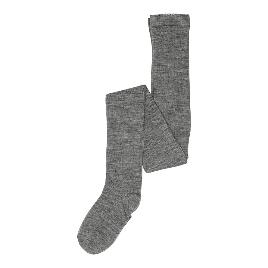 MPkids Uld Rib Strømpebuks Grey Melange (491) 100
