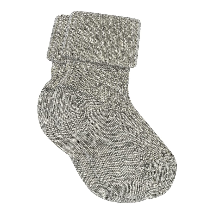 MPkids Bomuld Rib Baby Strømpe Grey Melange (491) 17/18