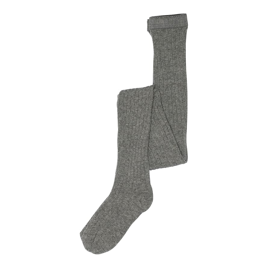 MPkids Bomulds Rib Strømpebuks Grey Melange (491) 90