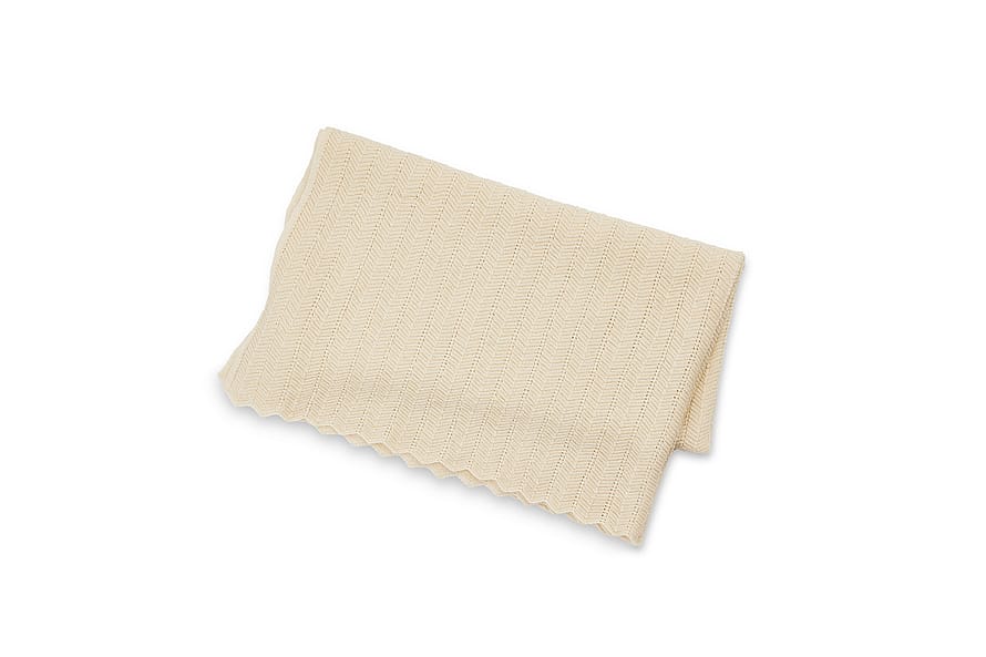 SMALLSTUFF Baby Blanket Fishbone Merino Wool Off. white