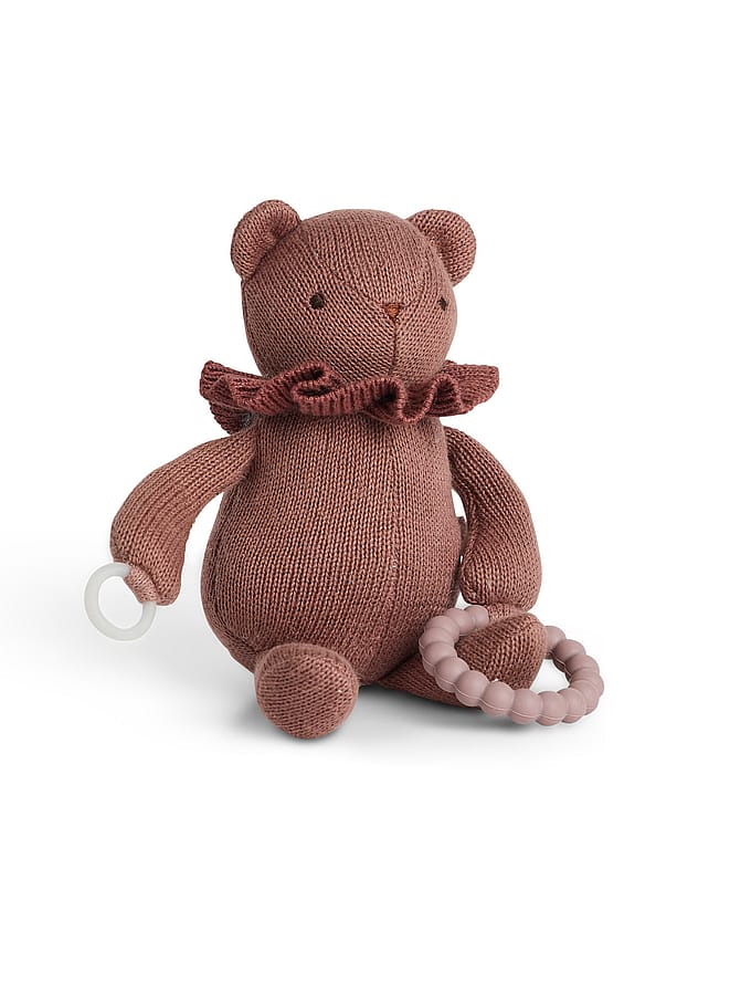 SMALLSTUFF Little Activity Bear For Dummy And Teether Dark rose