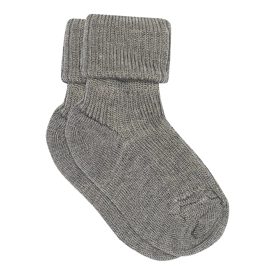 MPkids Uld Rib Baby Strømpe Grey Melange (491) 17/18