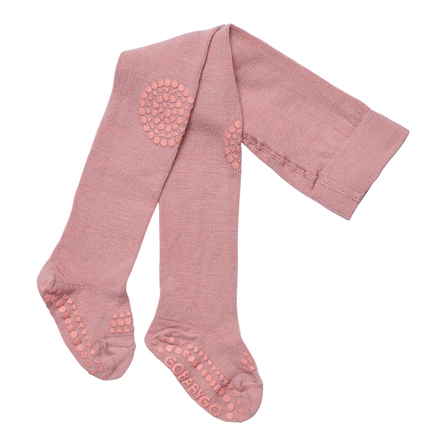 GoBabyGo Kravle Strømpe Merino Uld Rose Blush 12-18 mdr.