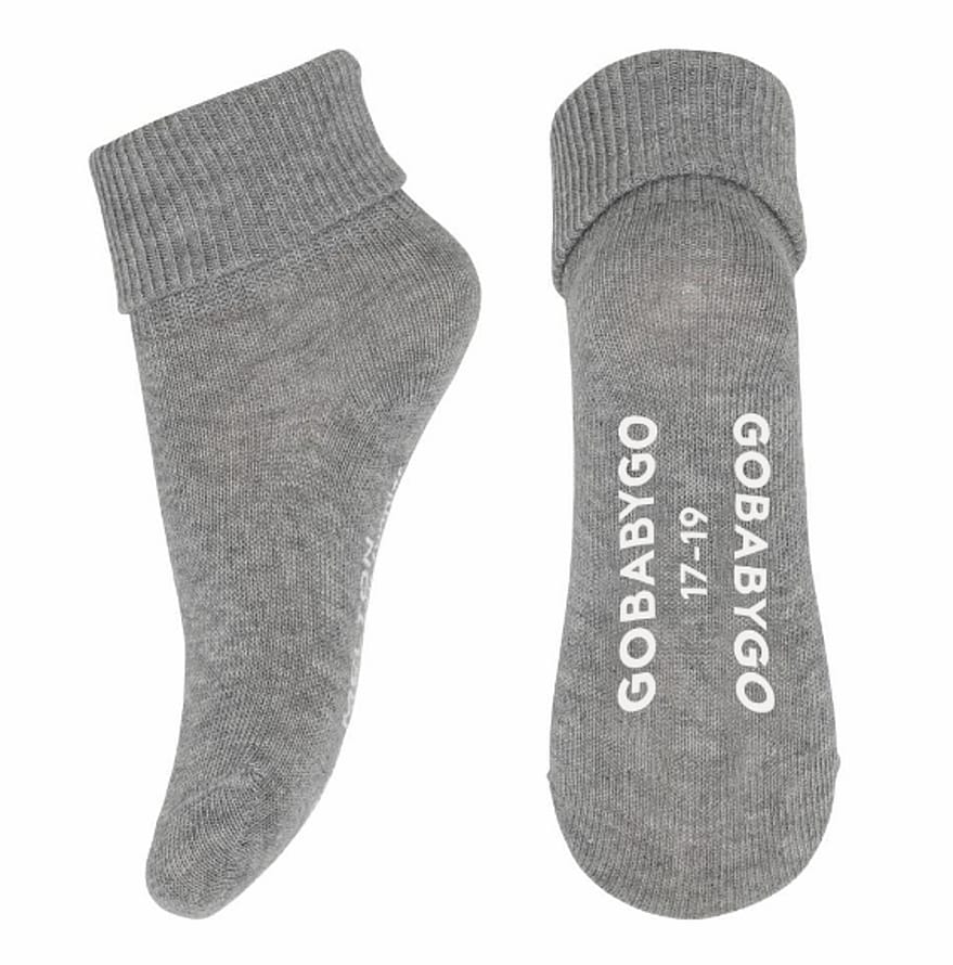 GoBabyGo Skridsikre Strømper Økologisk Bomuld Grey Melange Str. 17/19