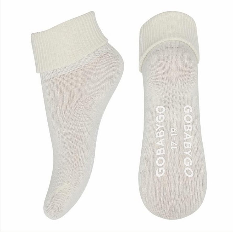 GoBabyGo Skridsikre Strømper Økologisk Bomuld Off White Str. 27/30