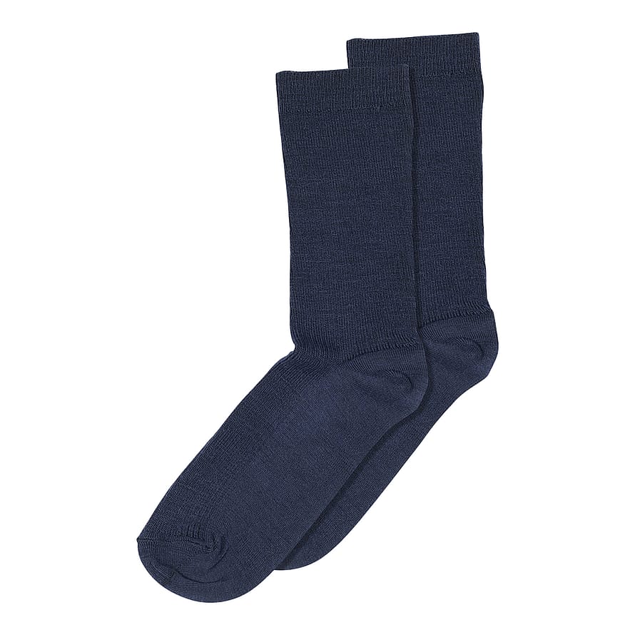 mp Woman Fine Uld Rib Strømper Navy 37-39
