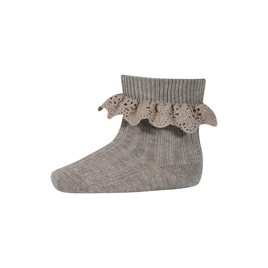 MPkids Lea Socks - Lace Light Brown Melange 19/21