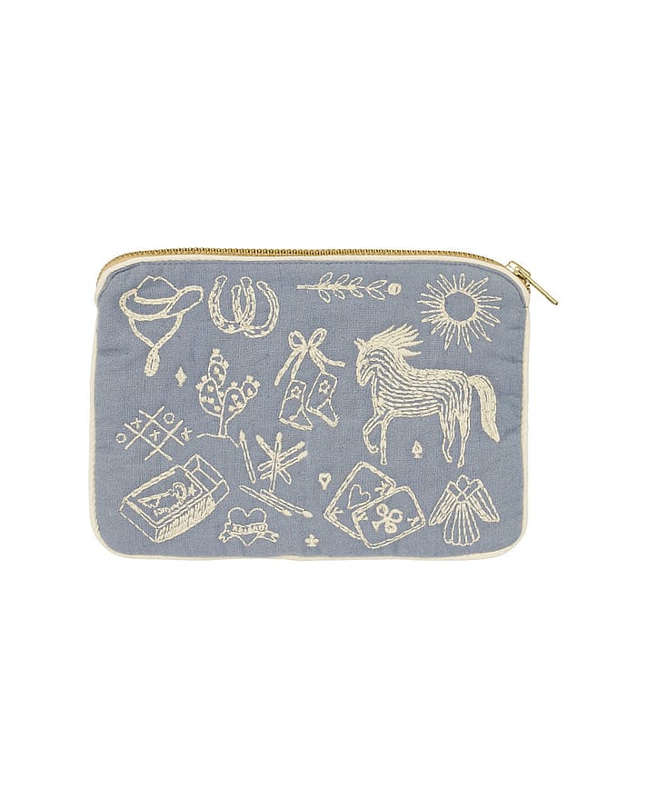HABIBA Polly Embroidery Mini Clutch Sea