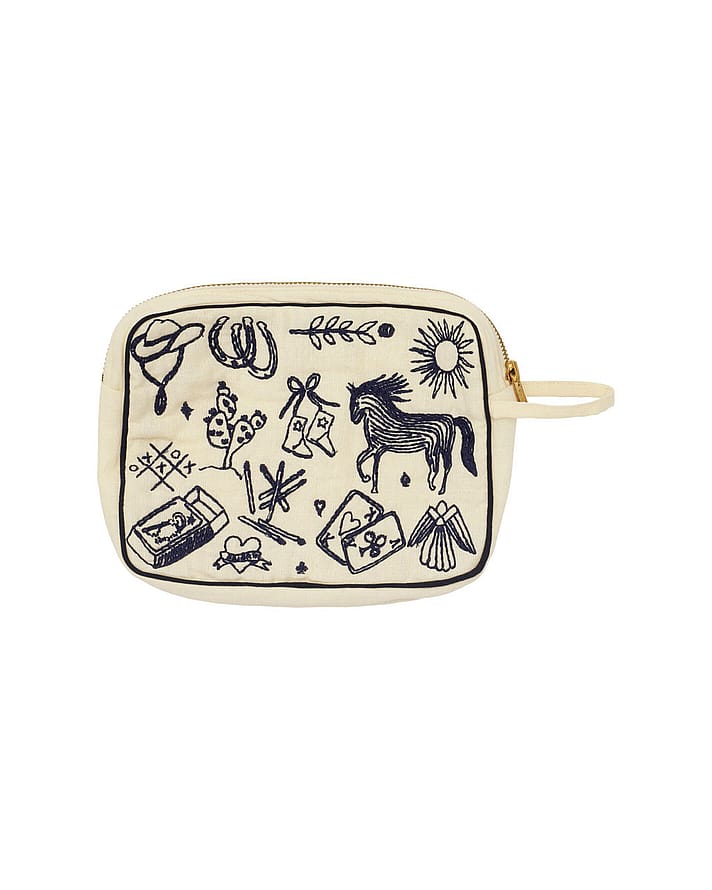 HABIBA Polly Embroidery Makeup Clutch Vanilla