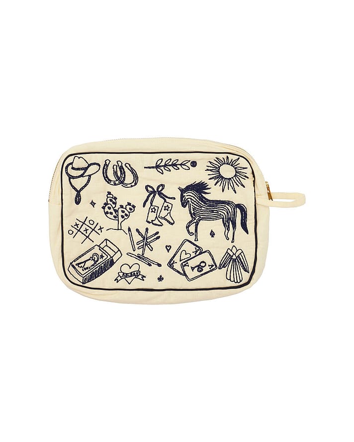HABIBA Polly Embroidery Toiletry Bag Vanilla