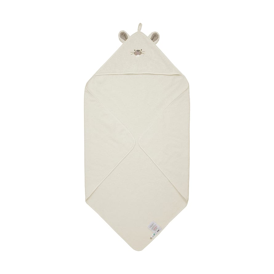 Pippi Hooded Baby Towel Egret - 83x83 cm